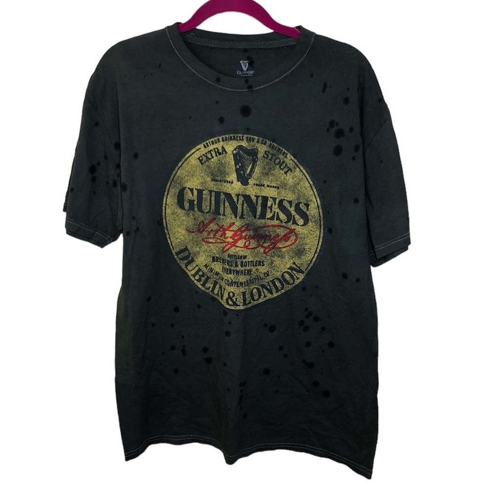 Guinness Shirt Dark Gray Short Sleeve Graphic Tee size L